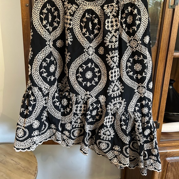 LoveShackFancy Black 'Pamela' One-shoulder Broderie Anglaise Cotton Dress Lrg - Picture 6 of 9